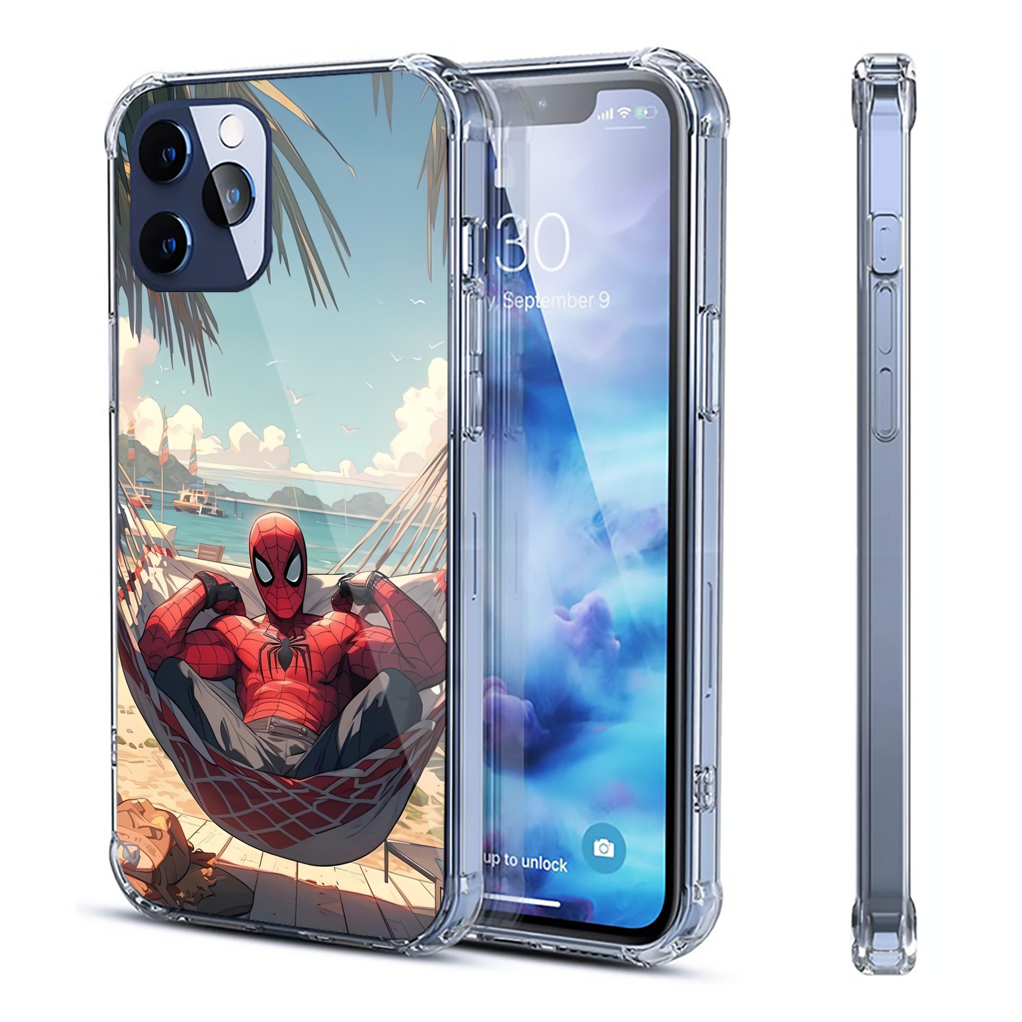 （画像用） Spider Man スパイダーマン 【iPhone 12シリーズ対応】透明スマホケース（クリアソフトケース）